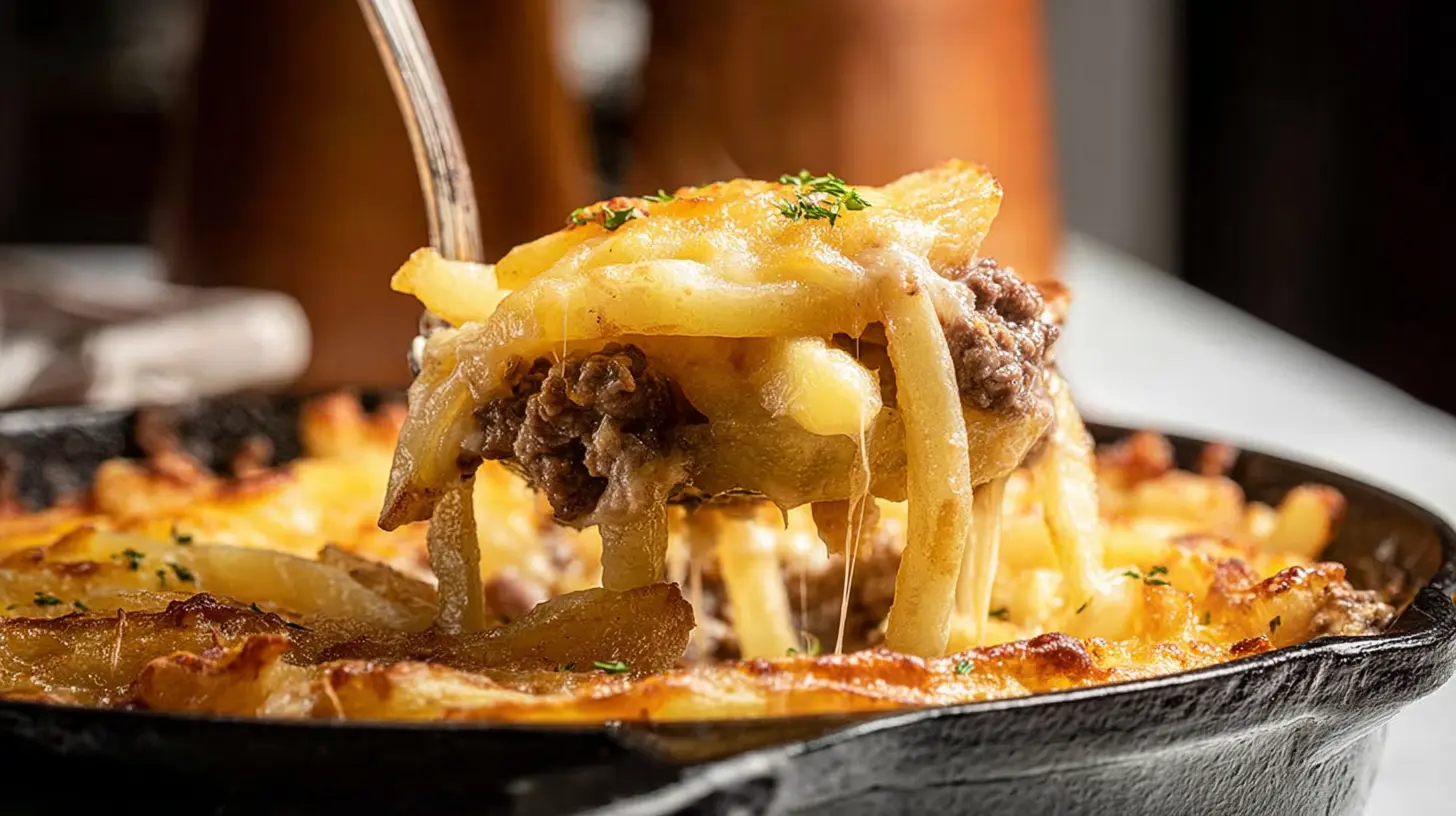 A bubbling hobo casserole baked to perfection