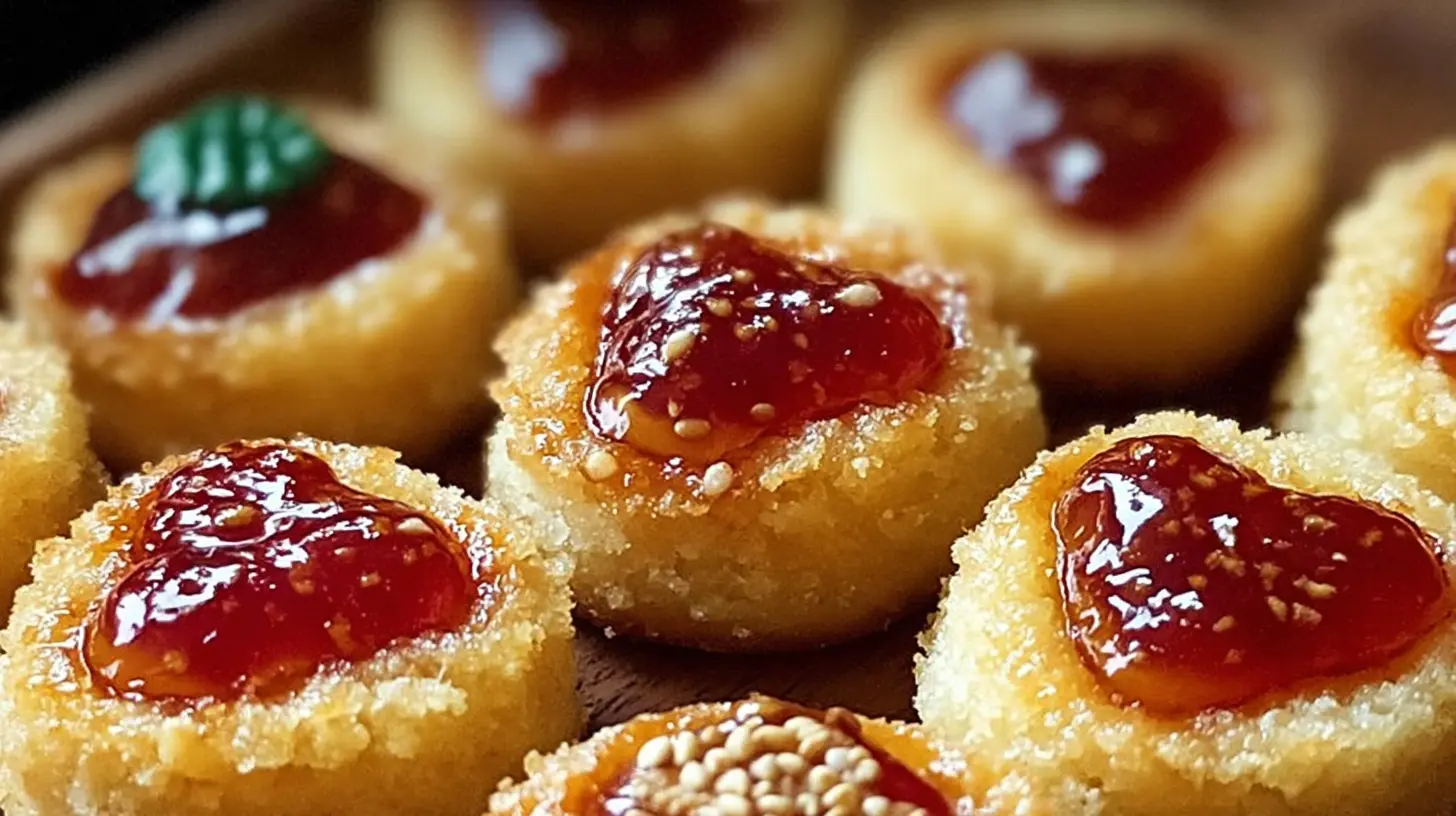 Close-up of golden-baked cheesy thumbprint appetizers ready to serve