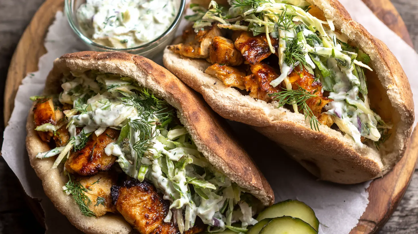 Sheet pan chicken pitas with herby ranch drizzle