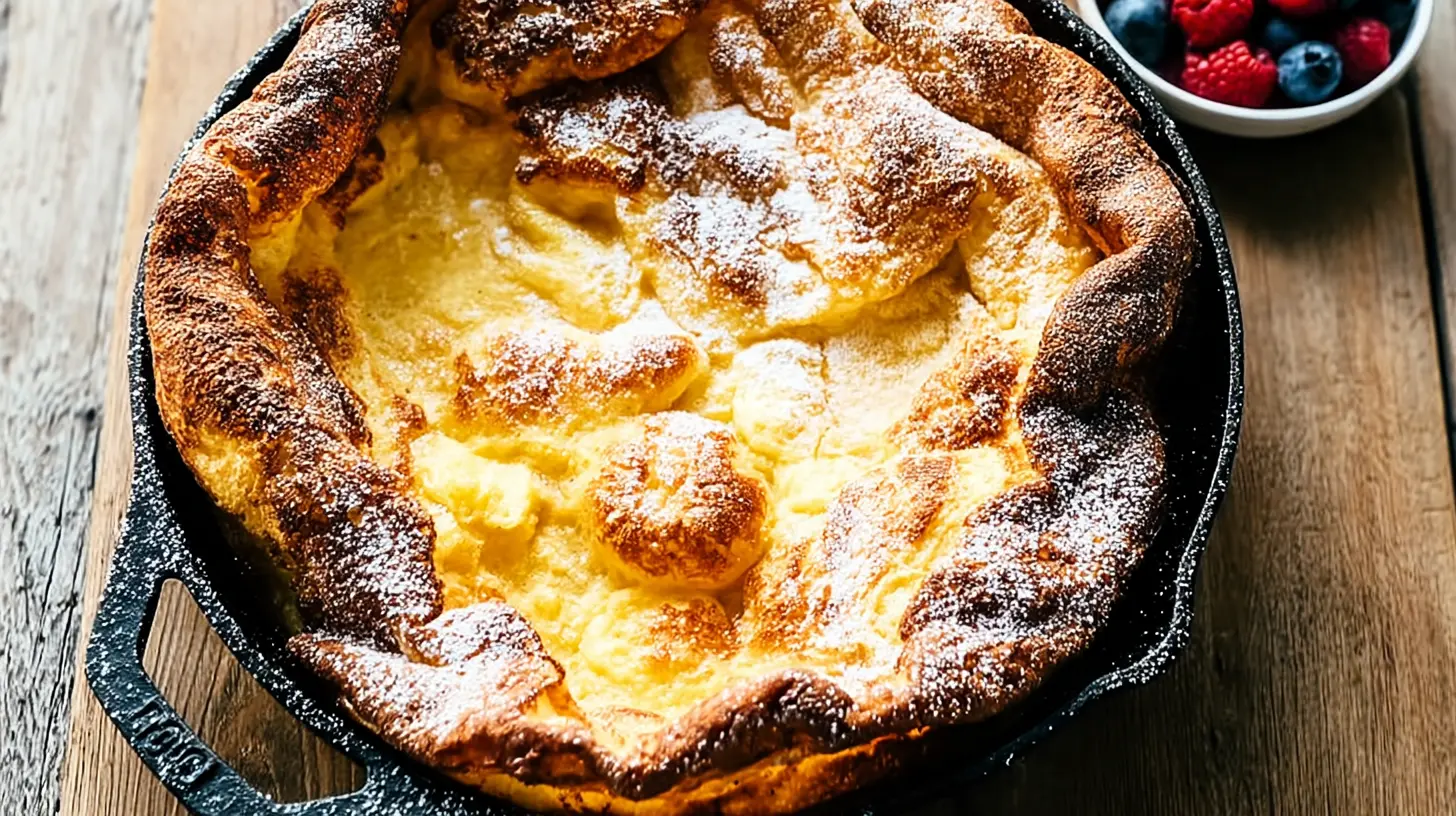 Deliciously simple easy German pancakes, ready to be topped with fruit.
