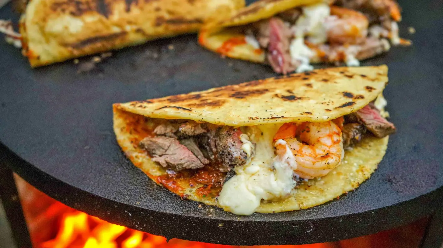 Delicious steak and shrimp tacos filled with fresh ingredients