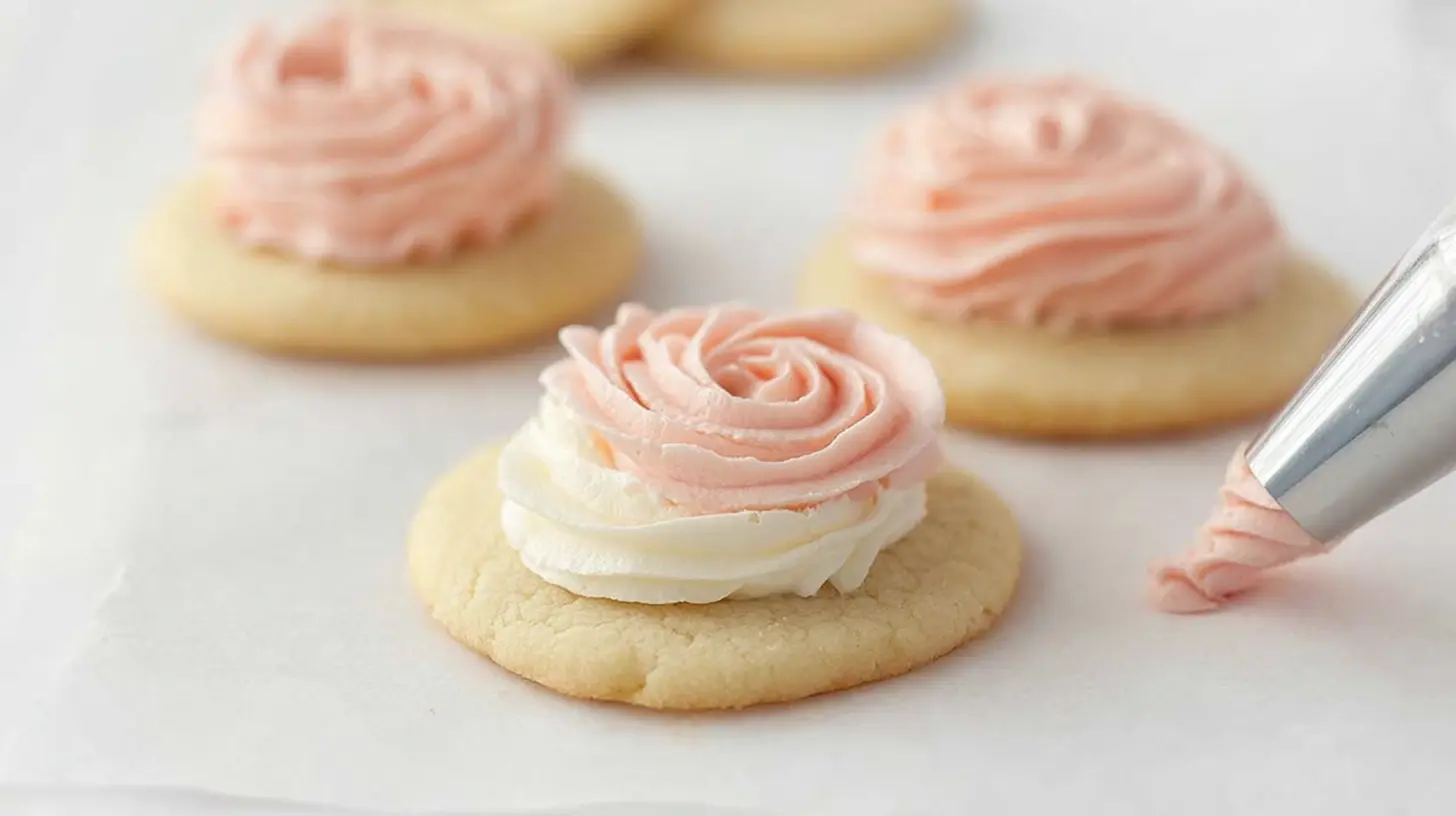A bowl of smooth, white sugar cookie frosting, ready for piping.