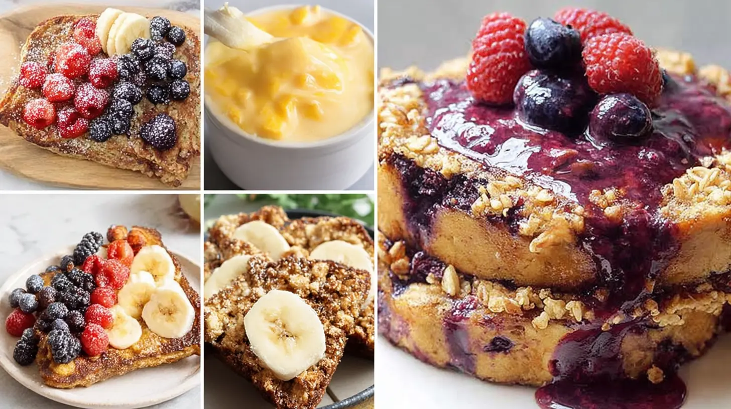 An array of sweet breakfast recipes presented beautifully on a table