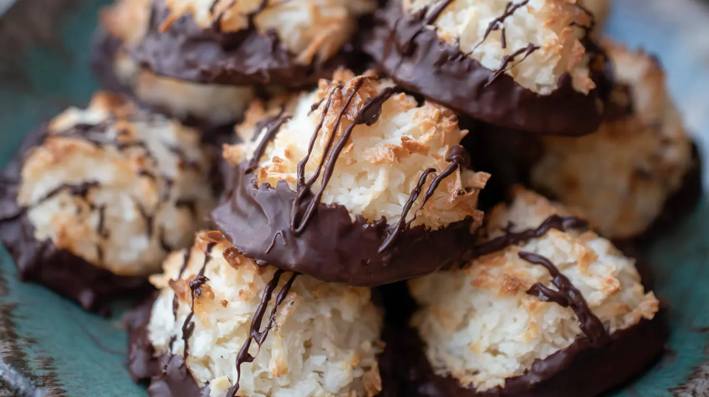A close-up of sweet, perfectly baked coconut macaroons