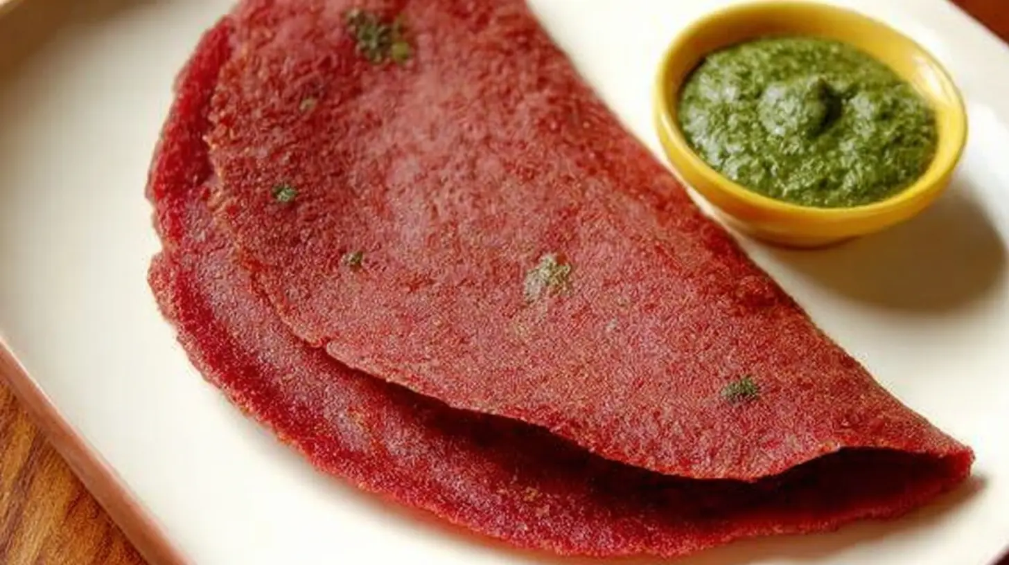 A healthy beetroot oats chilla crafted for weight loss, suitable for Valentine's Day