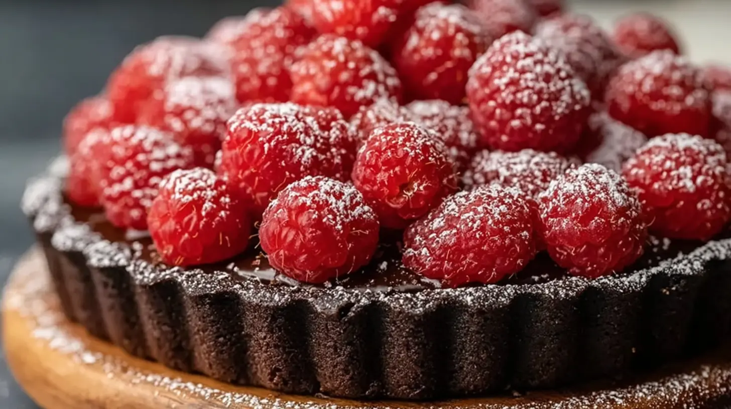 An easy chocolate raspberry tart with fresh berries on top