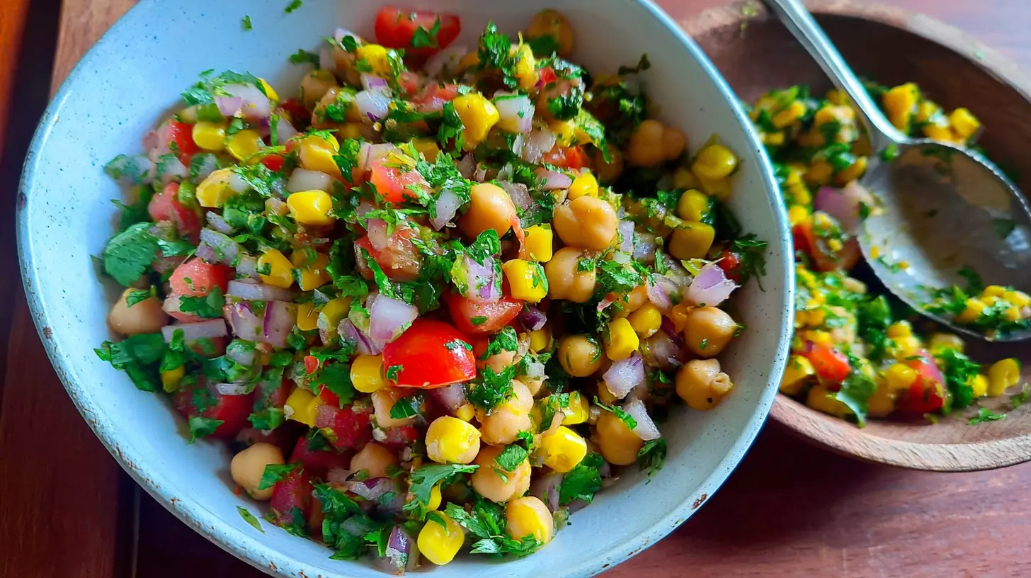 A colorful, healthy veg salad with chana as its base, presented in a large bowl.