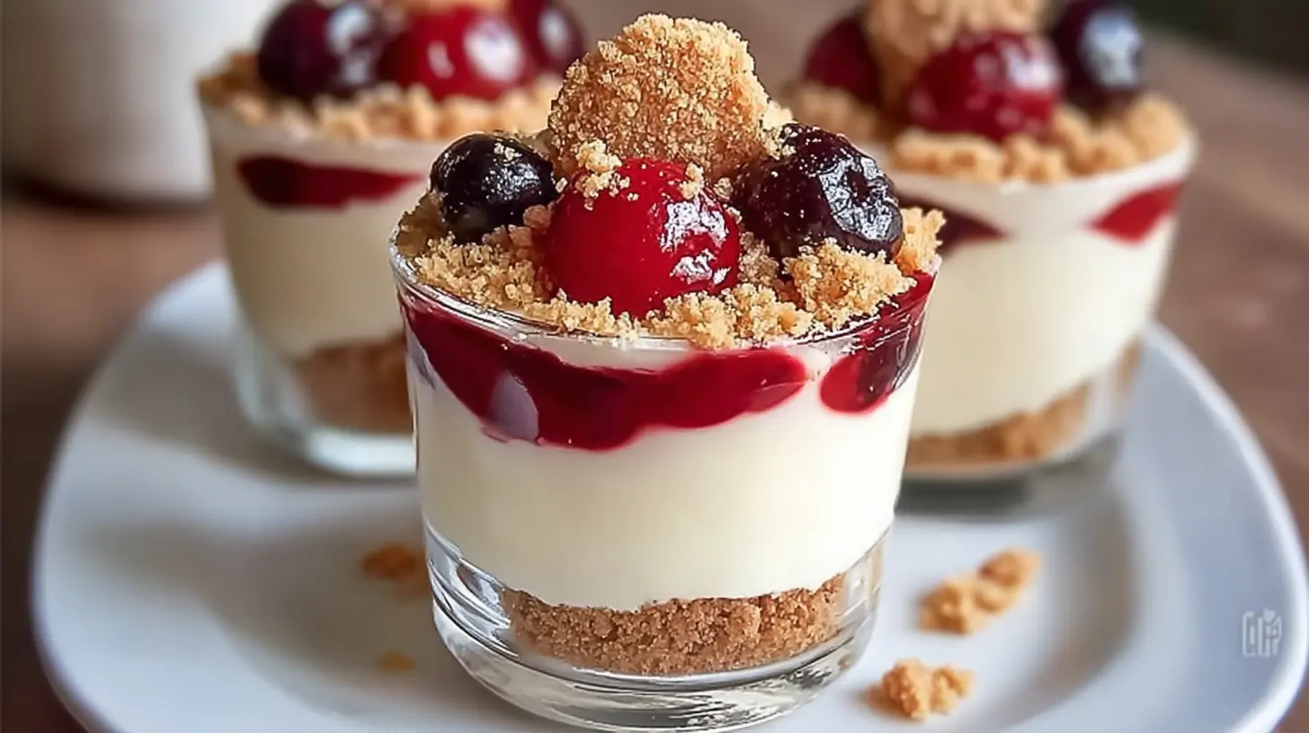 A smooth and creamy slice of no-bake cheesecake on a plate.