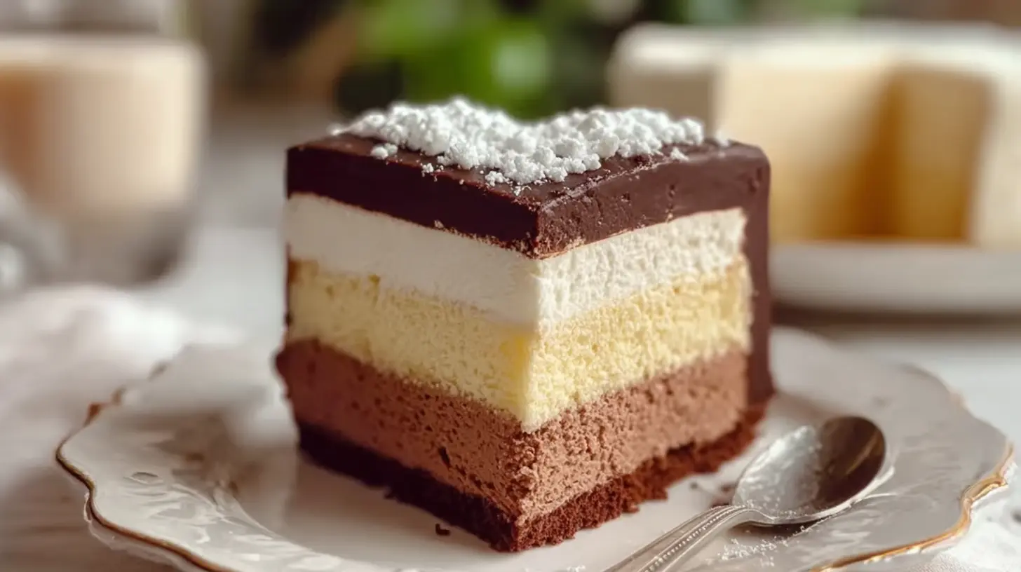 Rich, layered Italian Love Cake with creamy filling.
