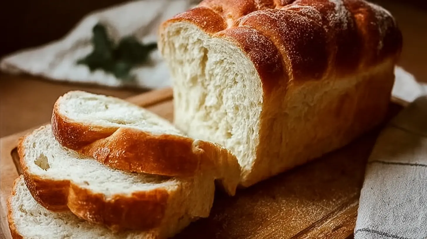A freshly baked loaf of simple sandwich bread on a cutting board.