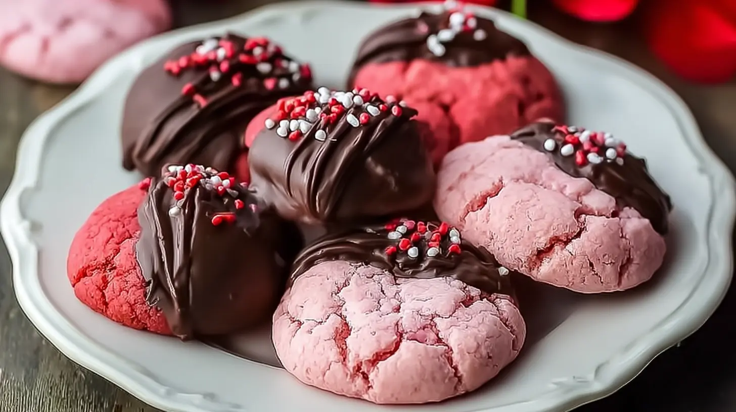 Platter of Valentine’s Day Chocolate Covered Strawberry Cookies