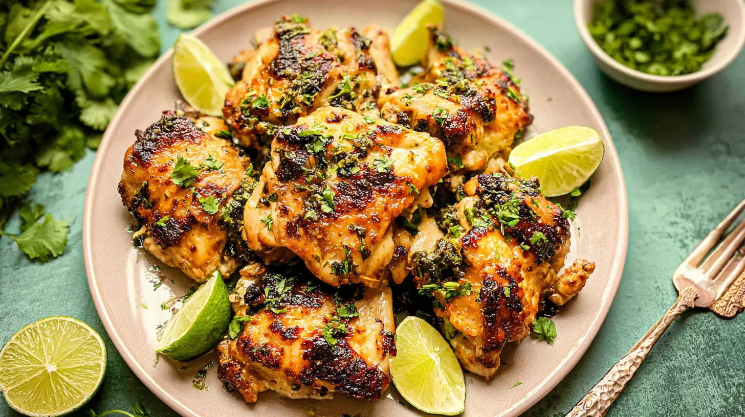 A budget-friendly chicken thigh dinner served with roasted vegetables.