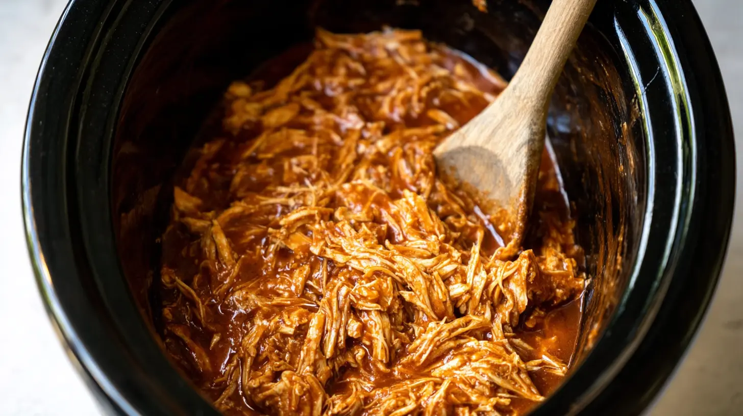 Delicious crockpot BBQ chicken, slow-cooked to perfection