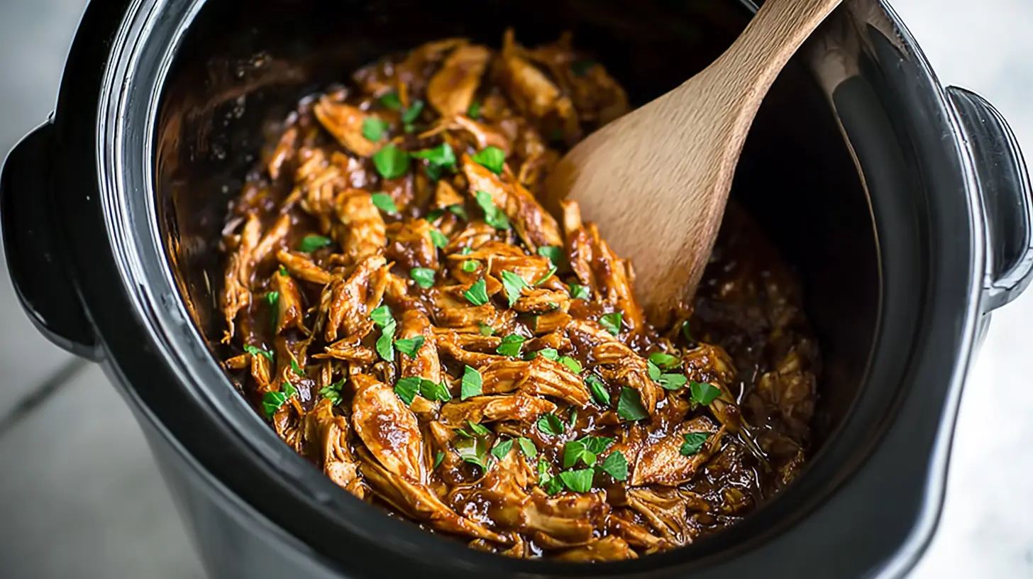 A serving of Crockpot Clean Eating Chicken in a bowl, ready to eat.