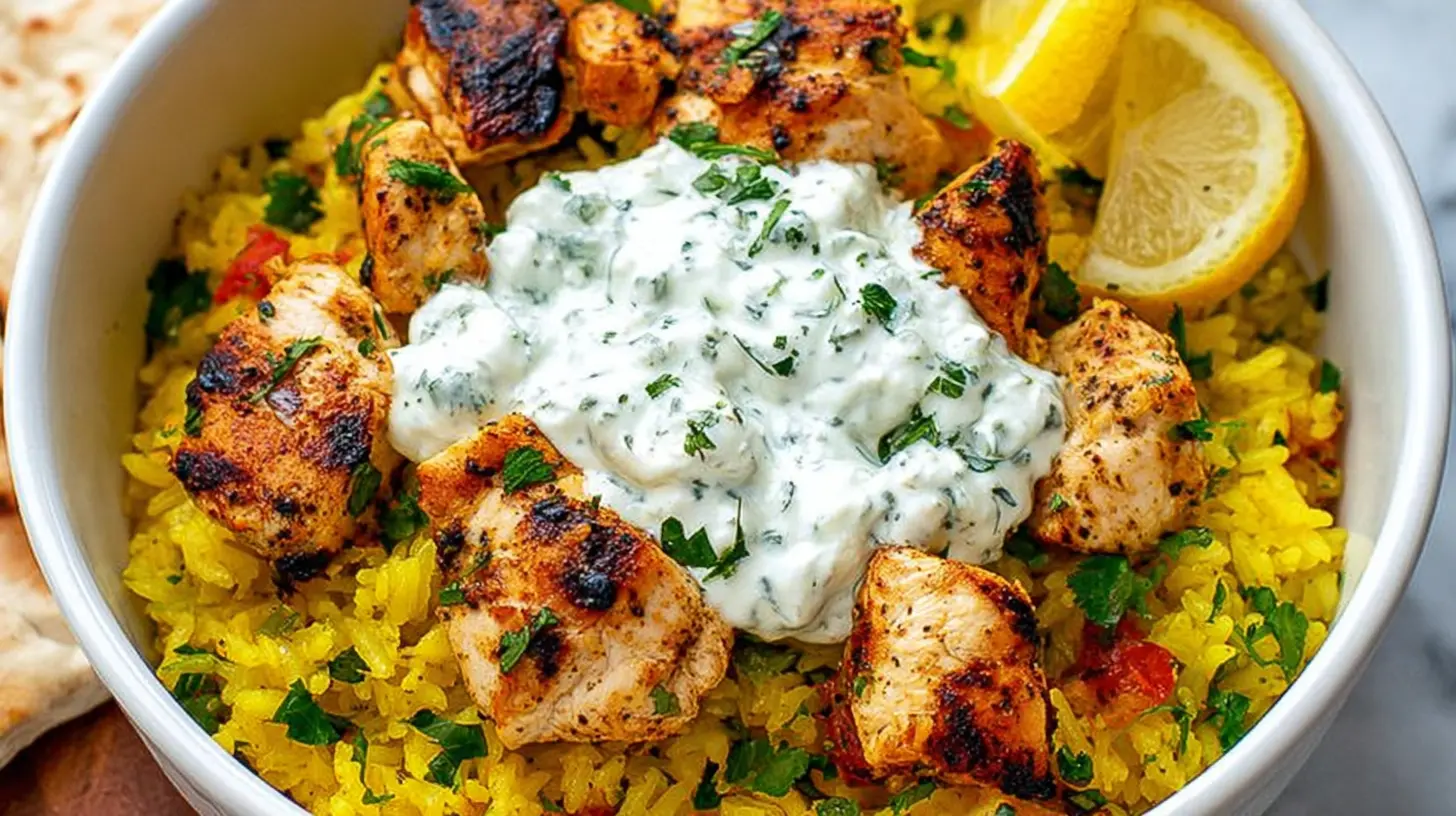 Dump-and-Bake Greek Chicken and Rice infused with lemon and oregano
