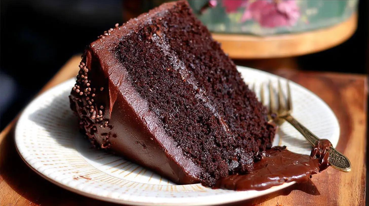 Decadent and foolproof chocolate cake presented beautifully