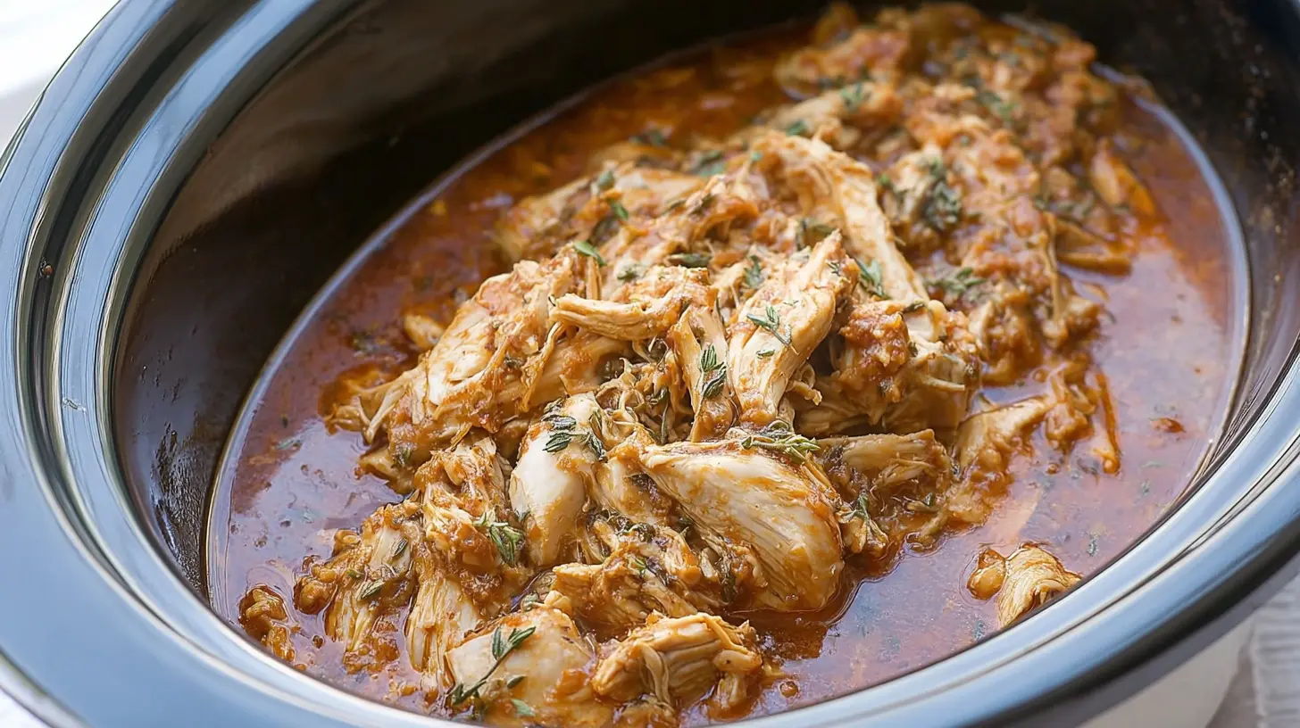 A delicious 5-ingredient crockpot chicken stew in a slow cooker