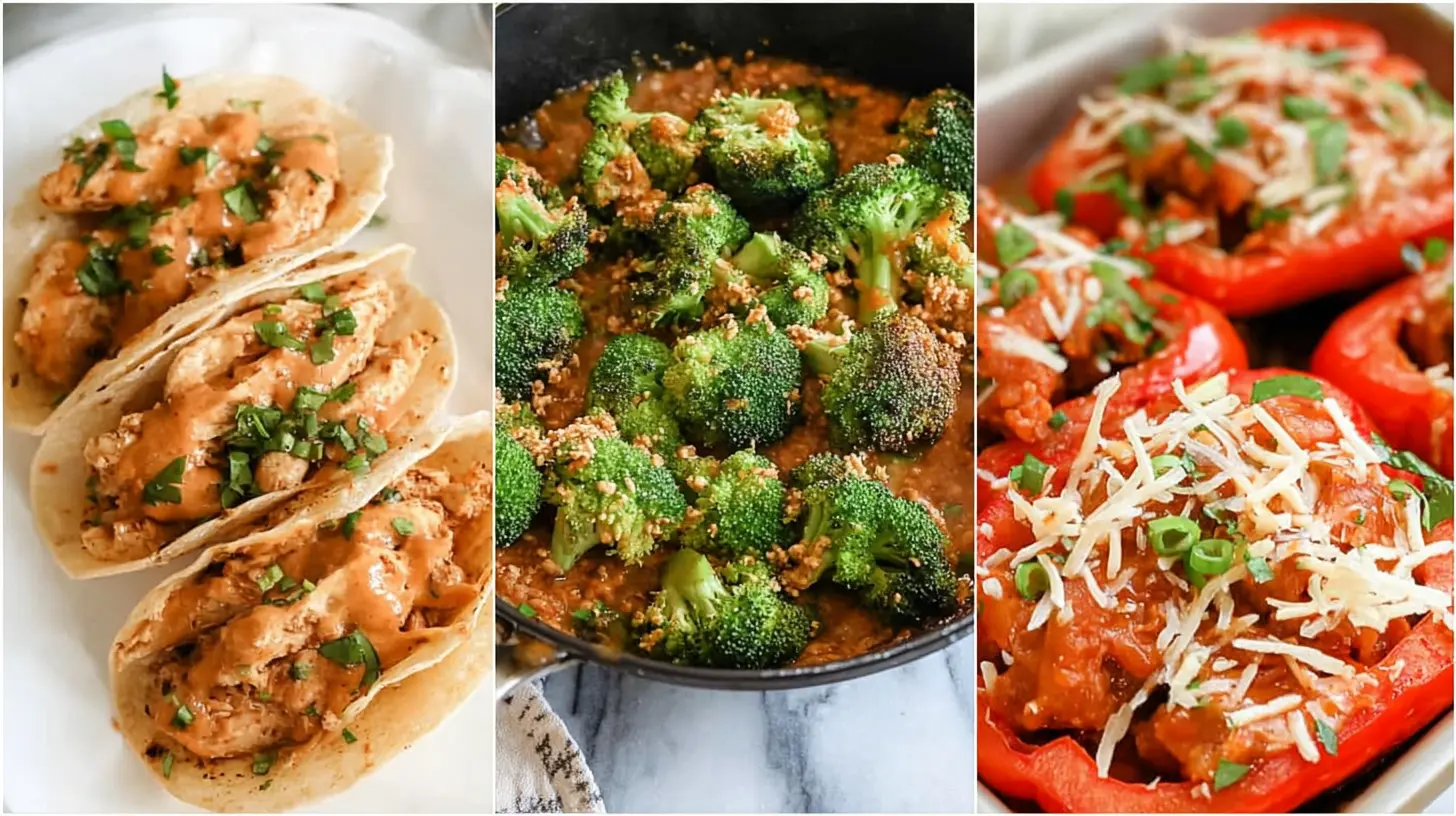 A table spread with various dishes that form an easy dinner recipe healthy for families.