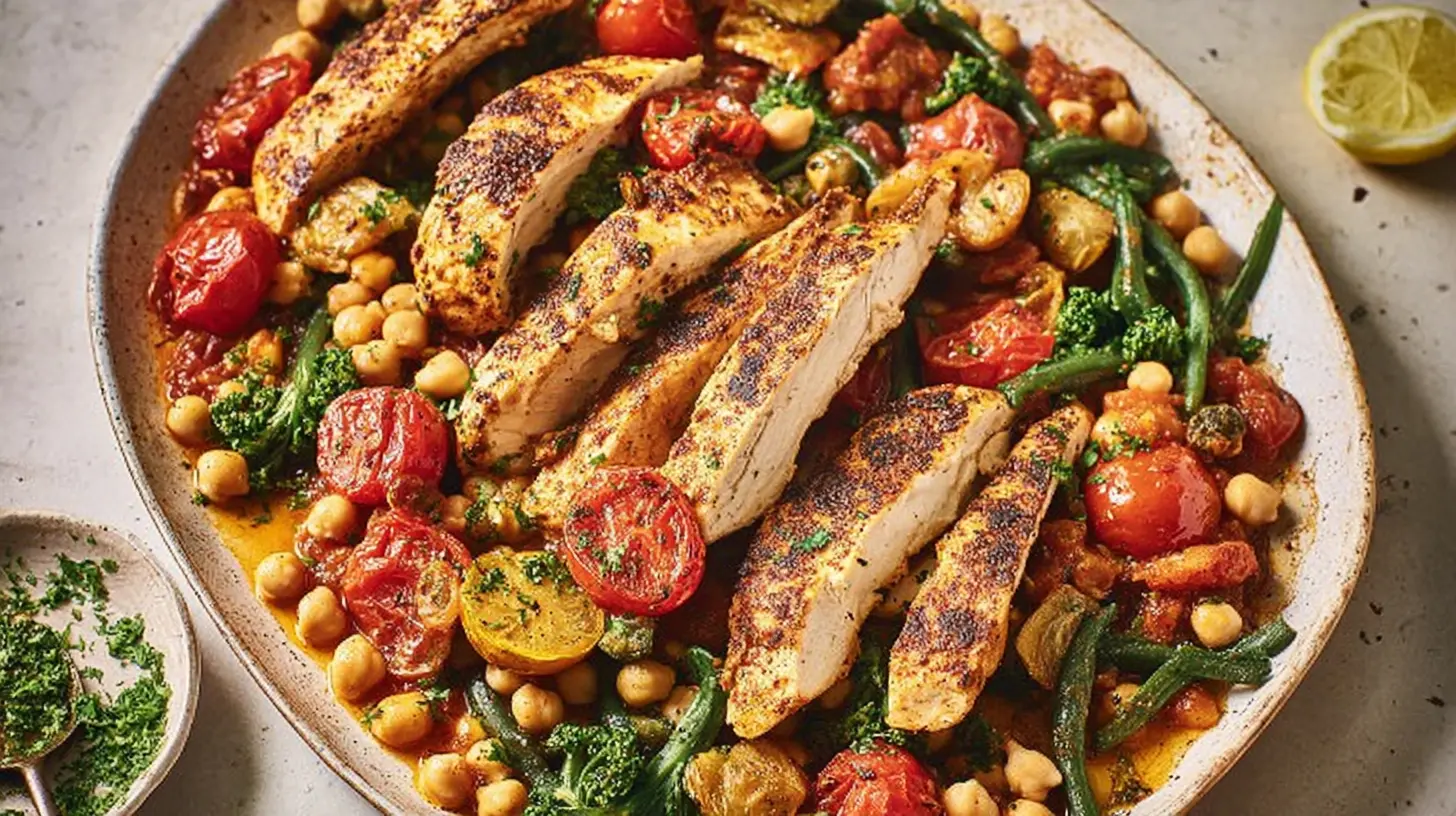 A colorful, easy dinner recipe that is both healthy and filling, displayed attractively.