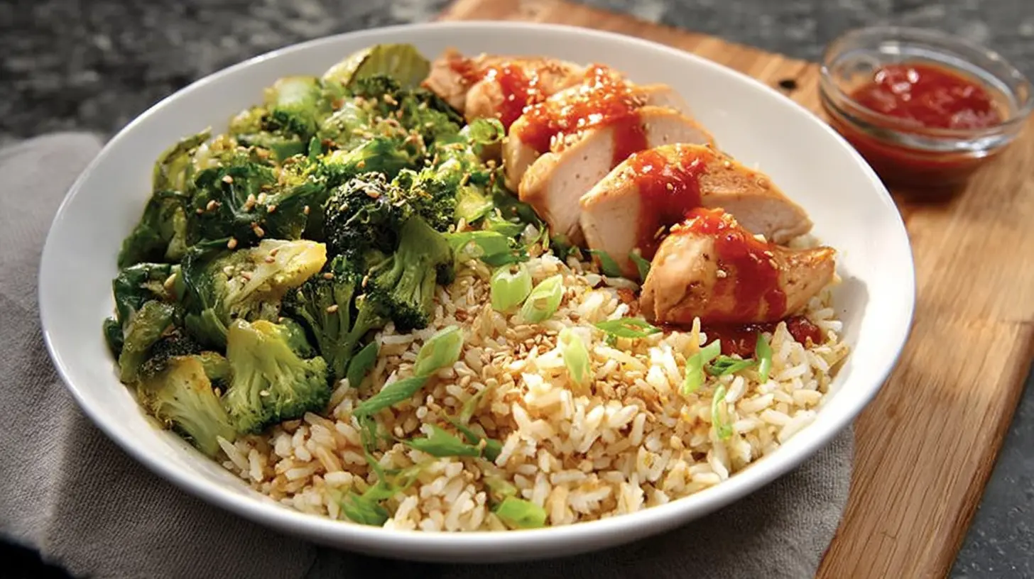 A vibrant healthy dinner recipe featuring rice and assorted vegetables in a bowl.