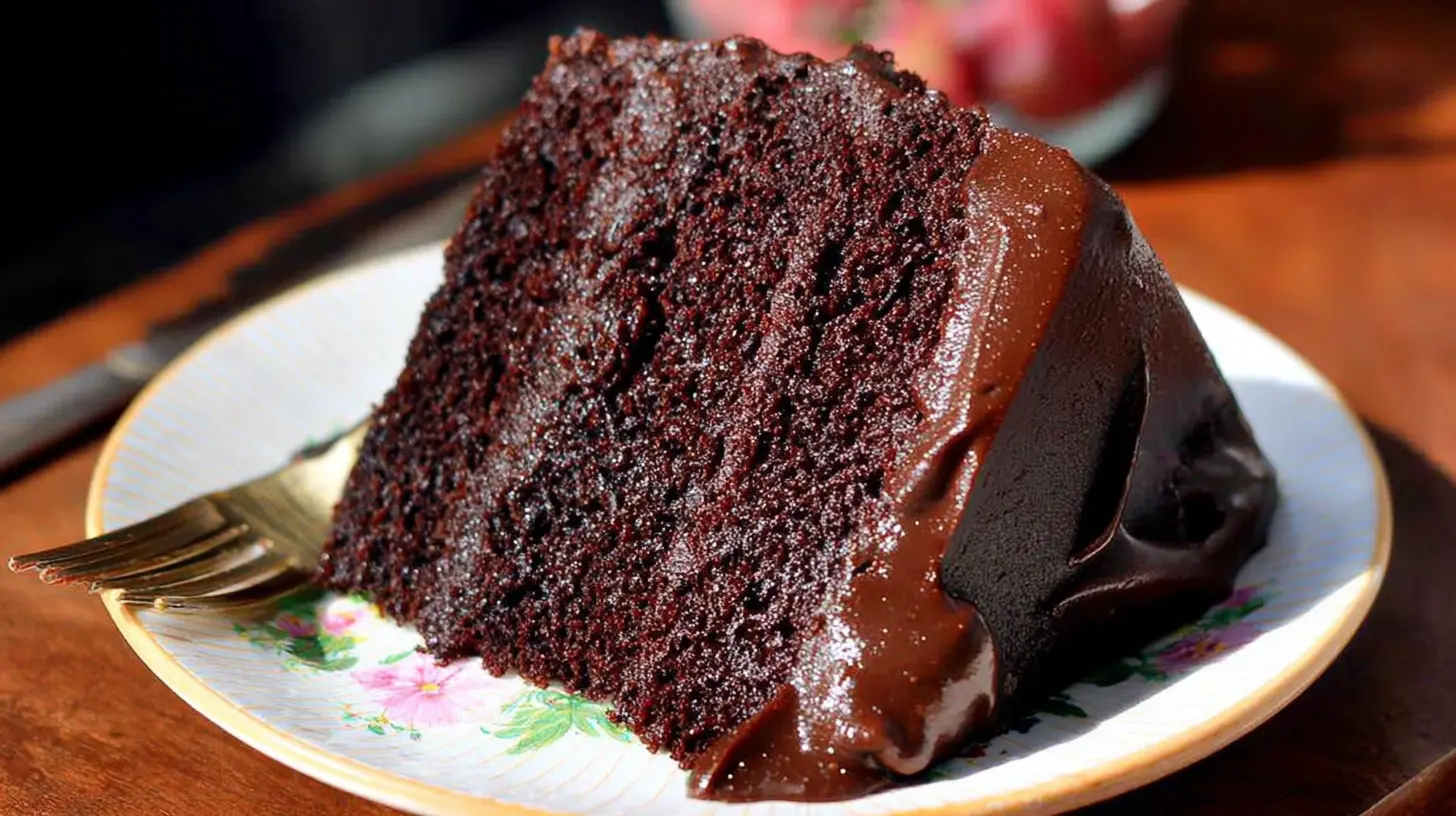 A perfectly baked no-fail chocolate cake with rich frosting