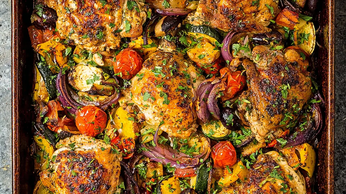 A heartwarming array of one-pan chicken dinner recipes everyone loves, showcasing juicy chicken and colorful vegetables.