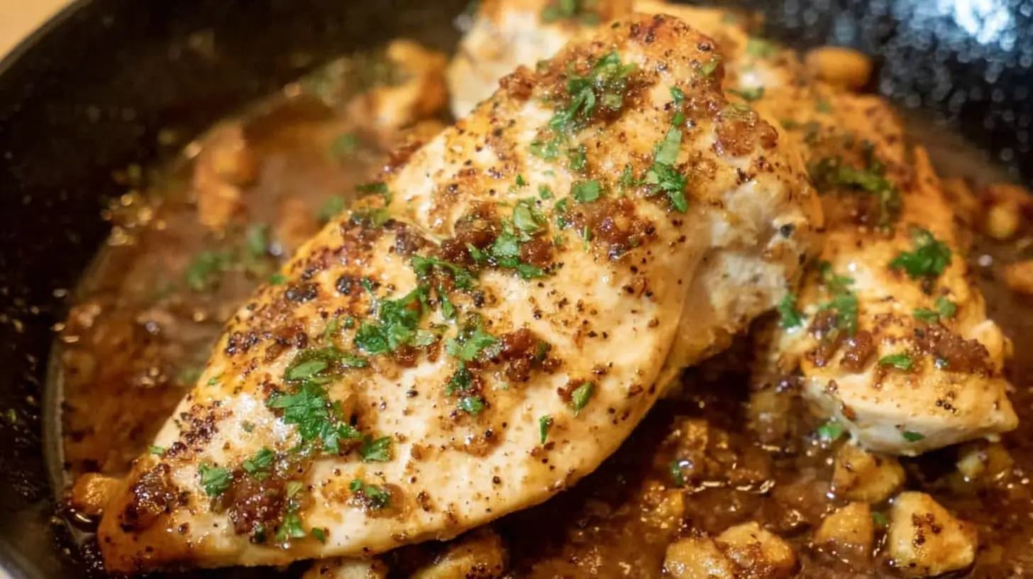 Roasted chicken pieces from a quick garlic butter chicken recipe