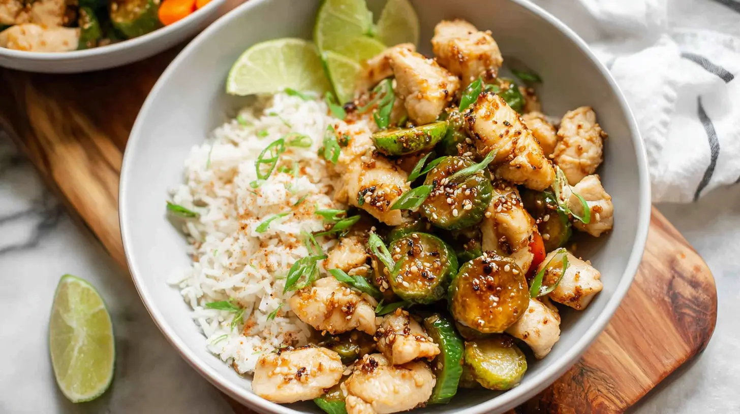 Simple ingredients for a busy night healthy dinner recipe on a kitchen counter