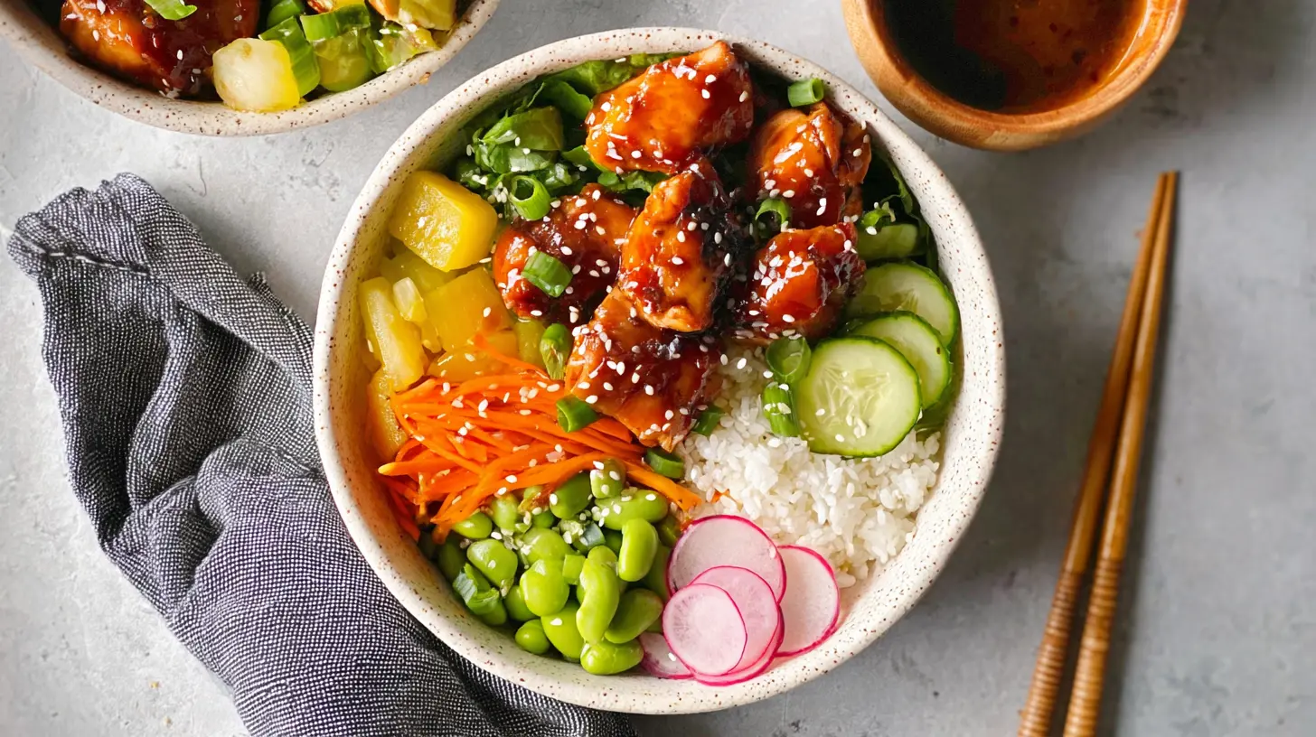 Sweet and savory teriyaki chicken bowl, perfect for a healthy lunch
