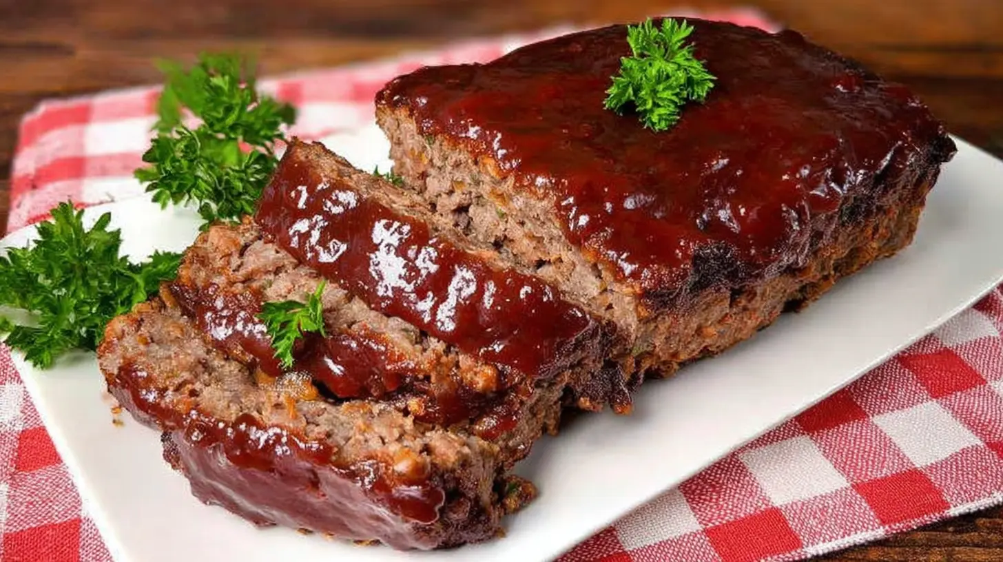 A well-rounded balanced meatloaf dinner presented on a white plate with sides.