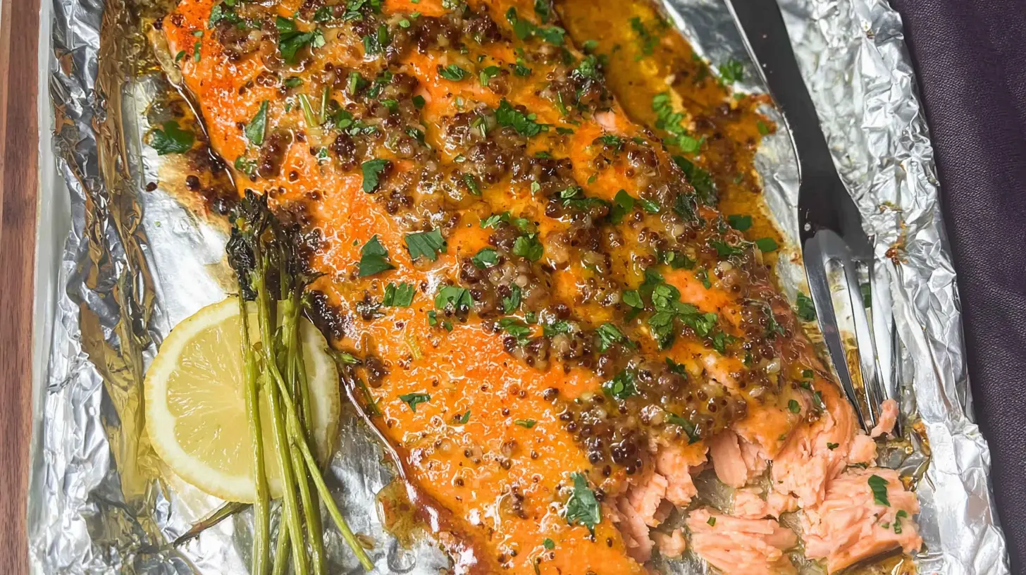 Pan-seared high-protein salmon fillet served with greens.