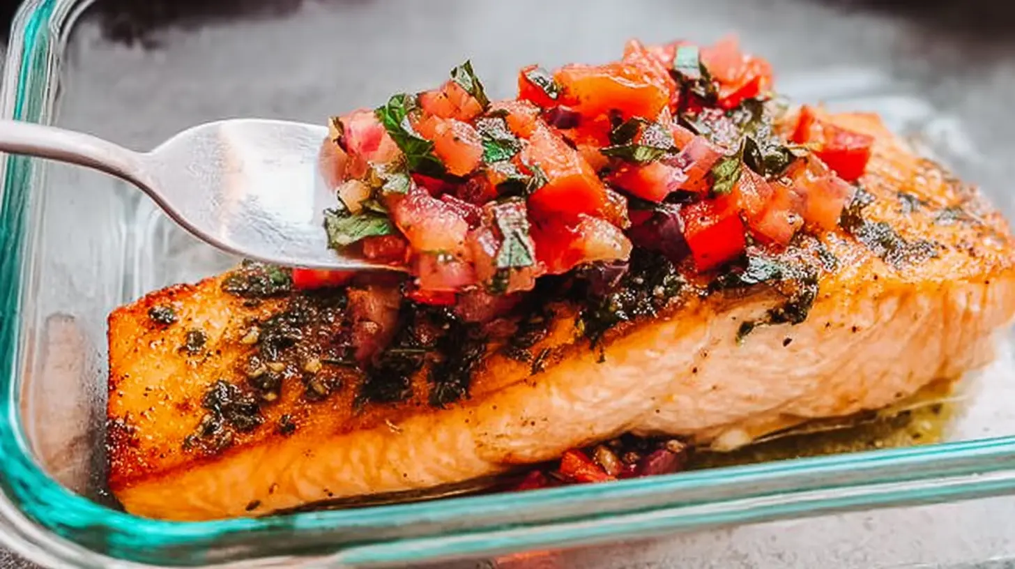 Delicious quick pan seared salmon with a crispy skin.
