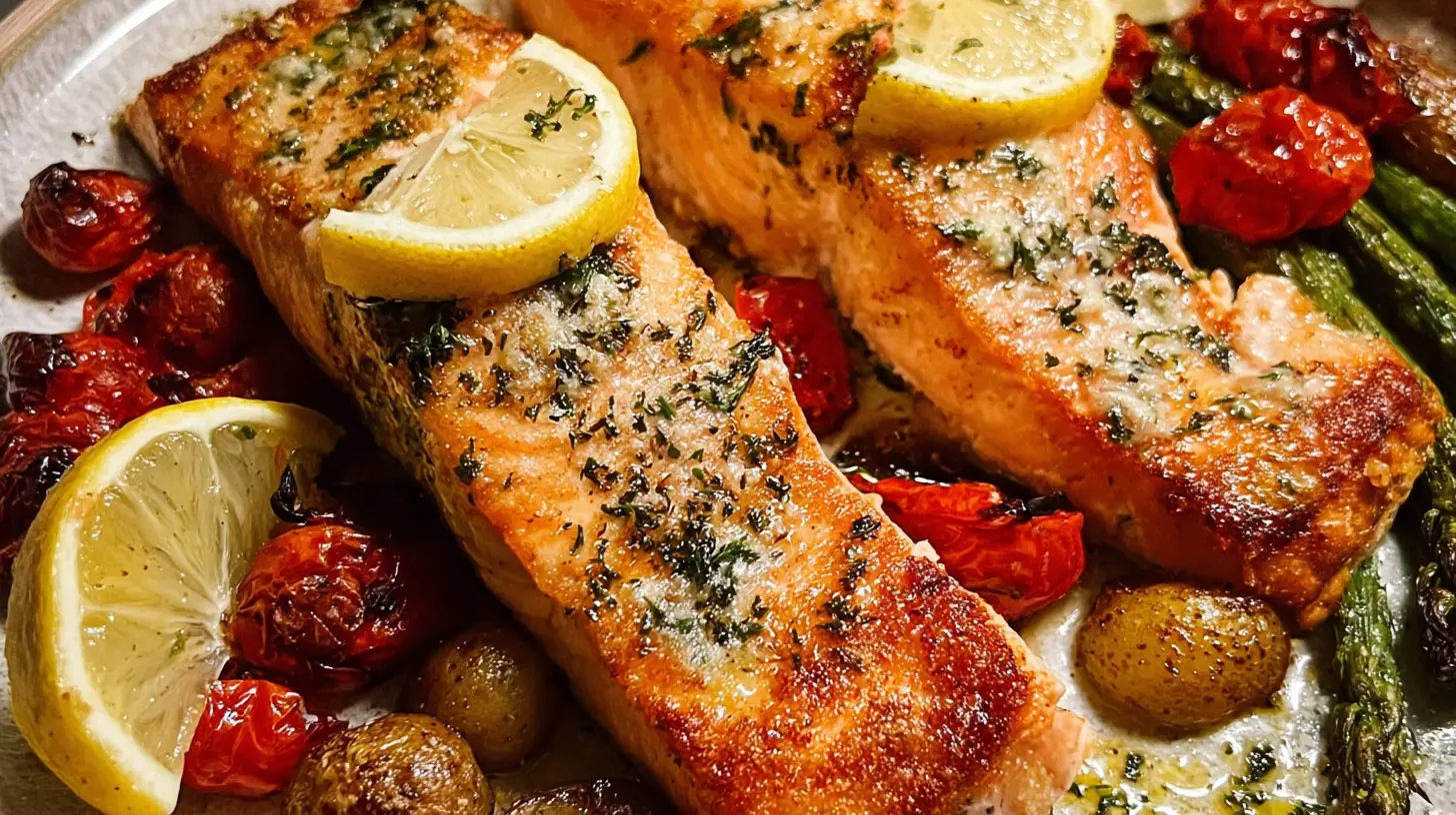 A colorful family-friendly salmon dinner ready to be served