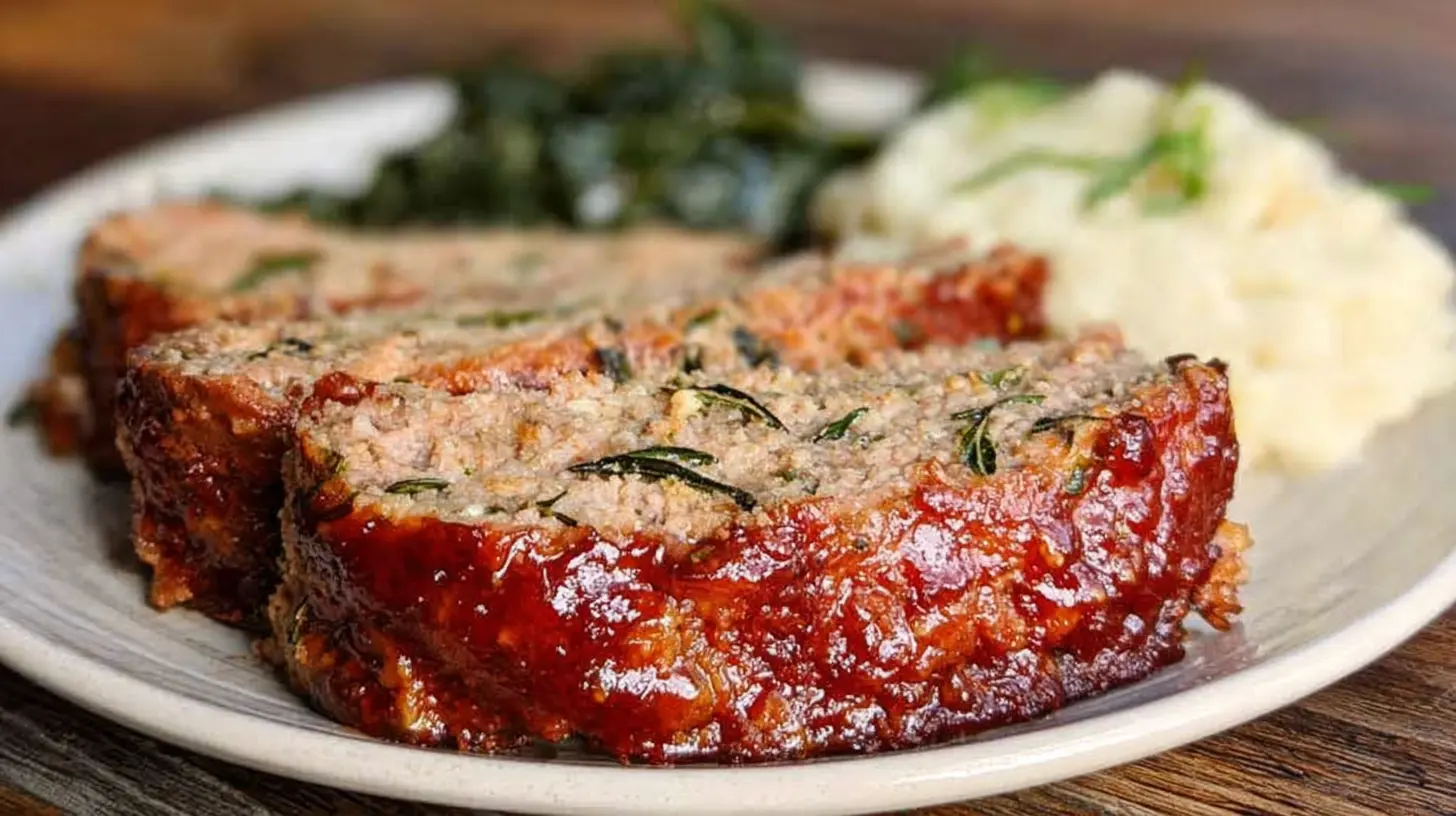 Prepared healthy meatloaf in meal prep containers with vegetables