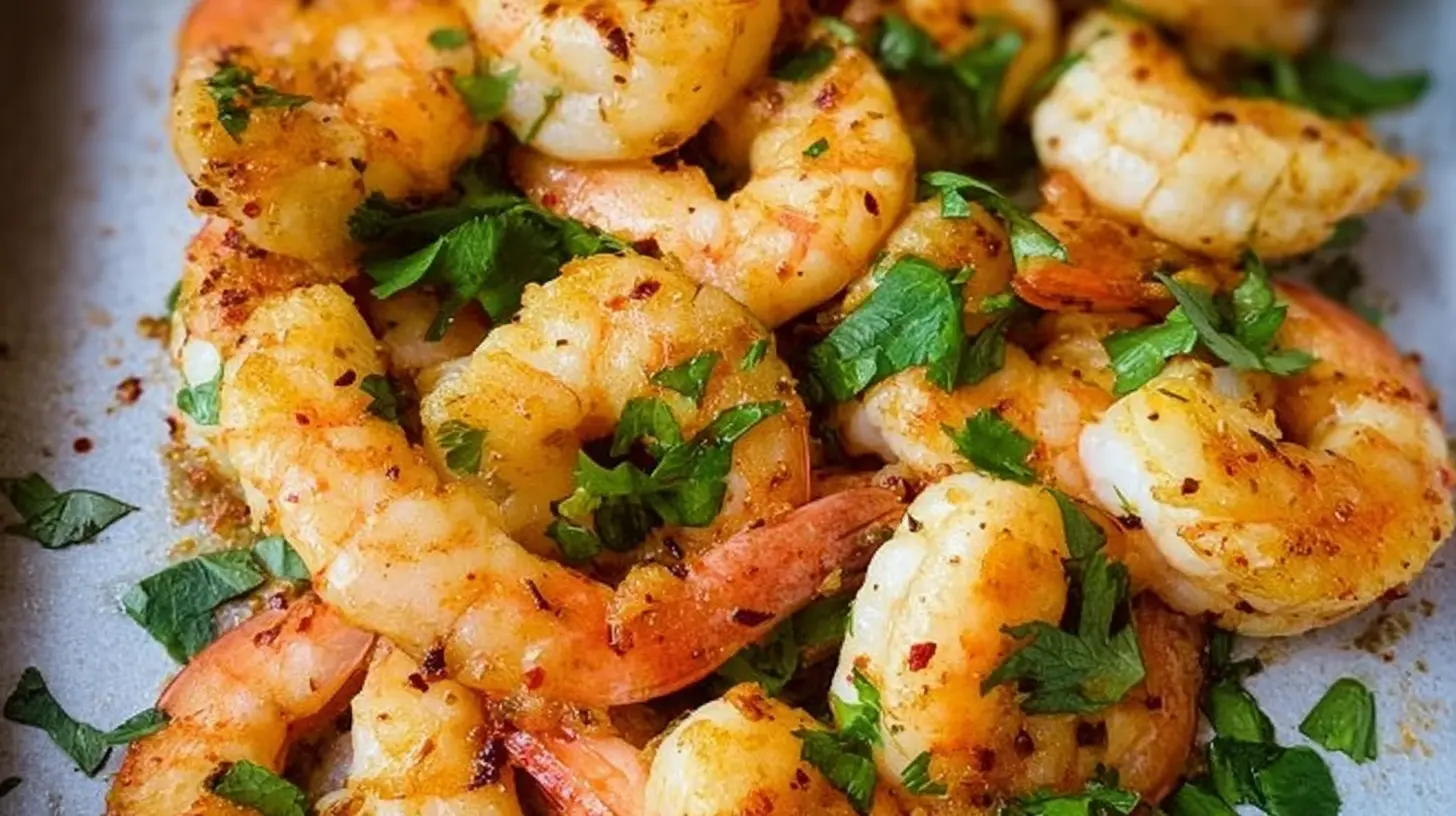 Healthy cooked shrimp as part of a clean eating meal, ready to be served.
