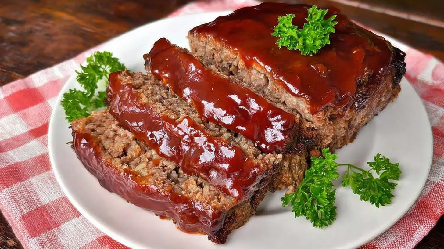 Delicious balanced meatloaf dinner, featuring a slice of meatloaf and colorful vegetables.
