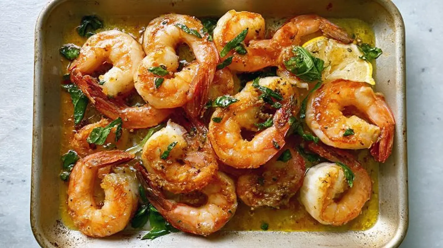 A prepared Lazy Night Shrimp Dinner, ready to eat