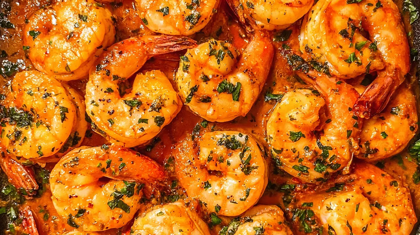 A vibrant one-pan shrimp dinner with vegetables, freshly cooked and ready to serve.