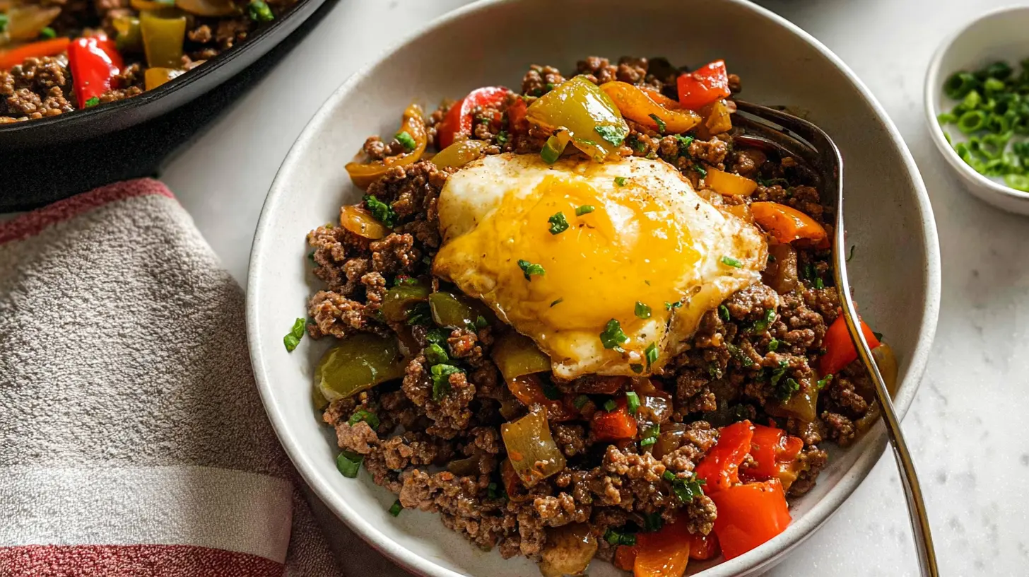 A protein-packed ground beef plate with vegetables for a healthy meal.