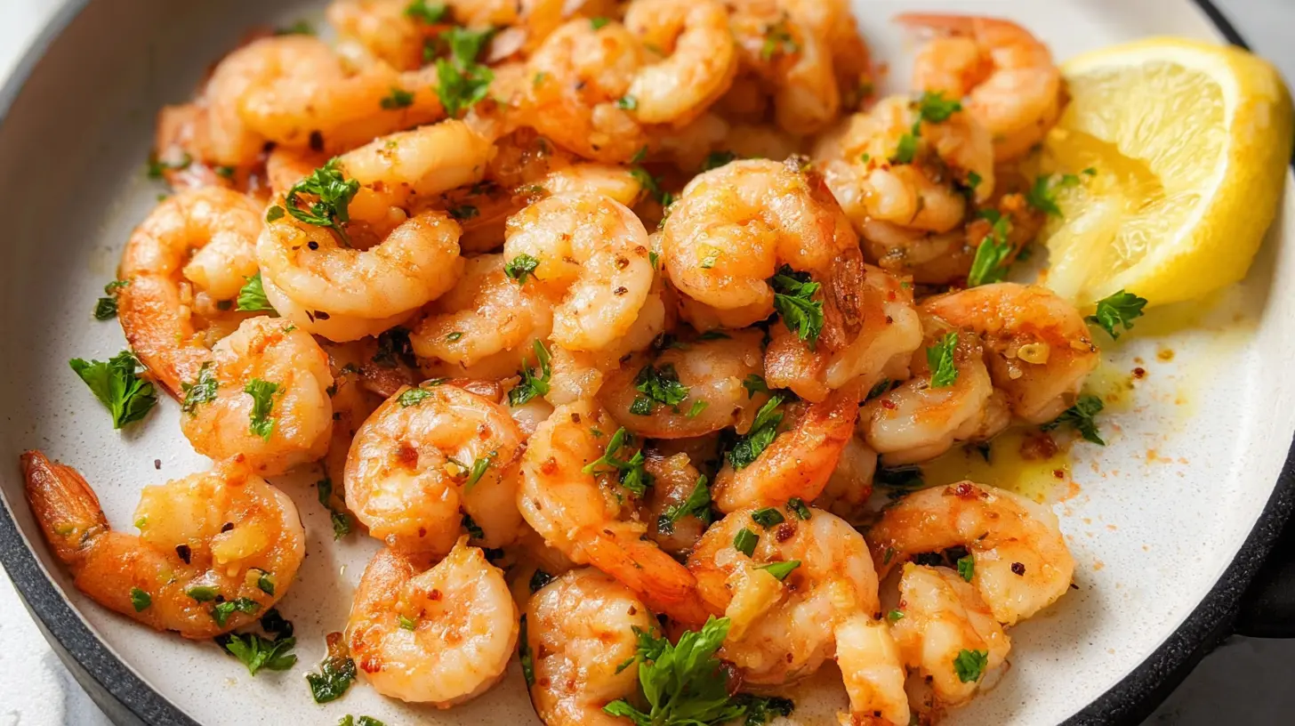 A delicious and quick shrimp skillet featuring succulent shrimp and colorful veggies.