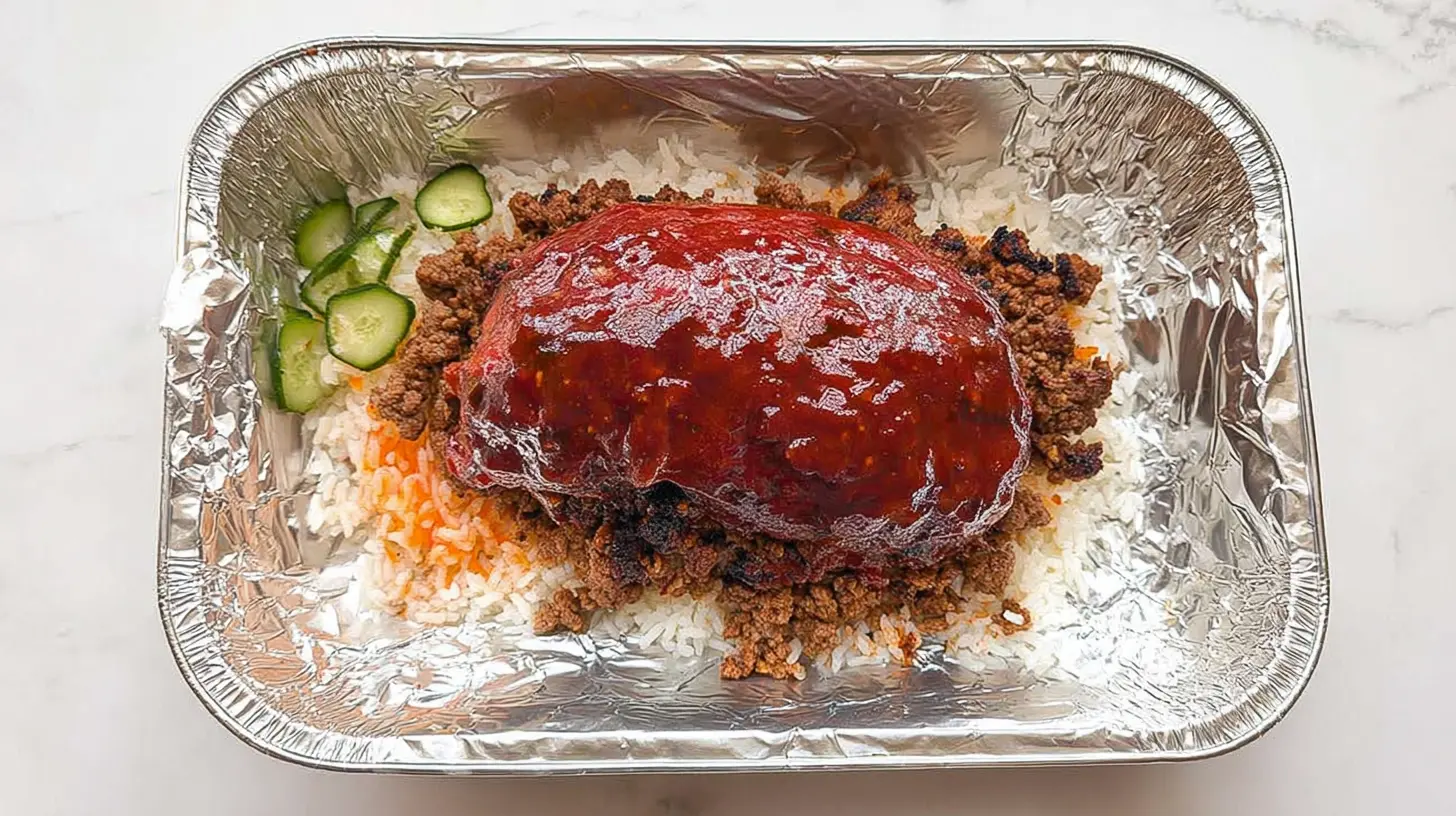 A simple ground turkey and rice bowl with vegetables.
