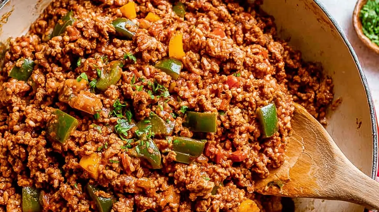 A delicious speedy ground turkey meal with vegetables presented in a skillet.