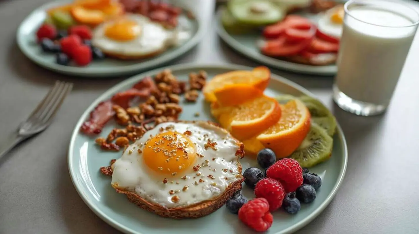 A collection of beginner-friendly breakfast recipes laid out on a kitchen counter.