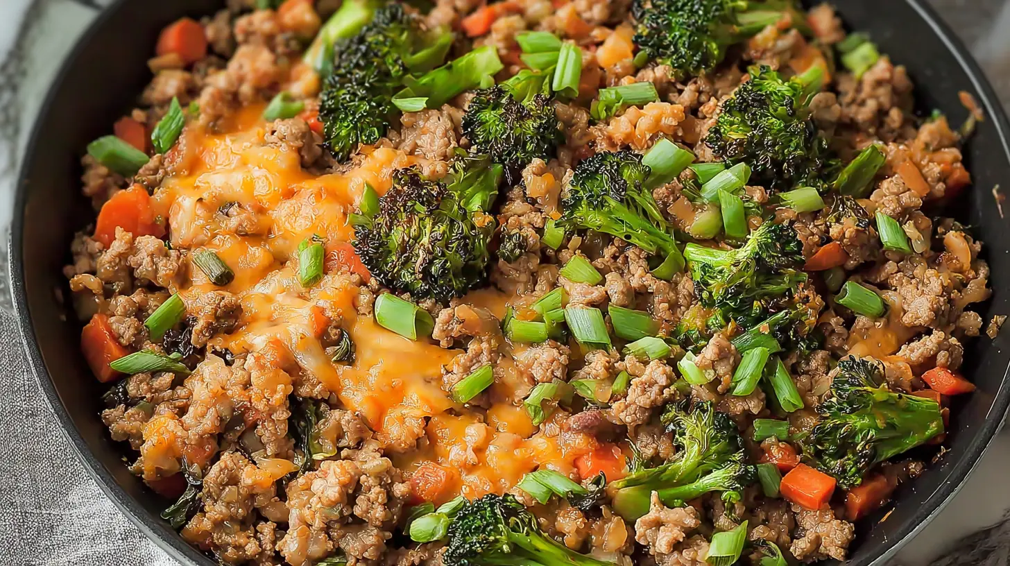 Healthy low-fat ground turkey dinner served with greens