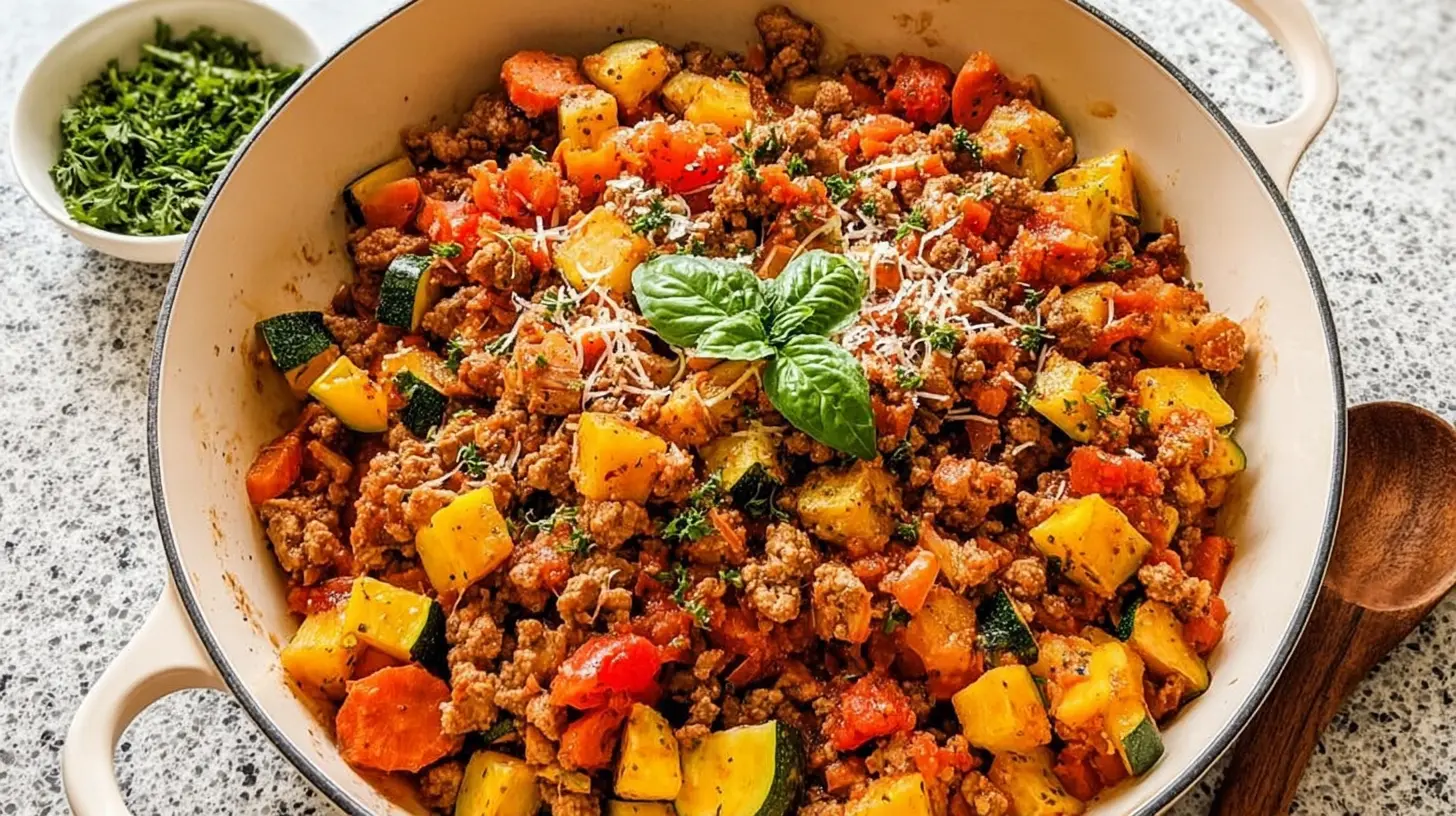 Healthy ground turkey accompanied by a medley of fresh steamed vegetables.