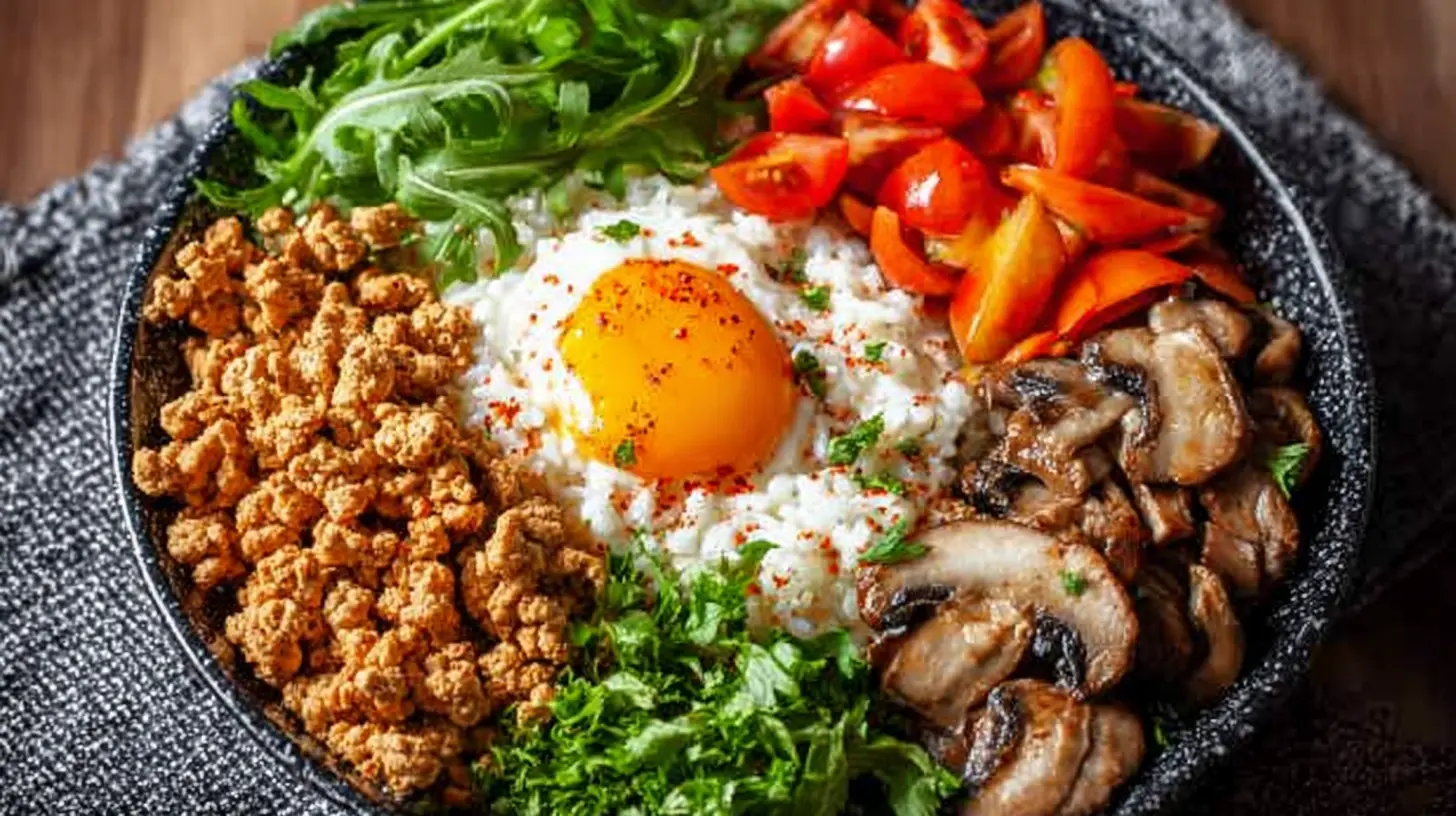 A protein-packed ground turkey plate with vibrant vegetables.