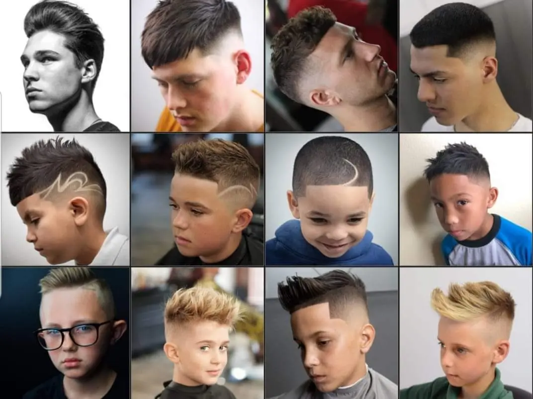 Various examples of popular back to school haircuts for children and teens, showcasing different styles.