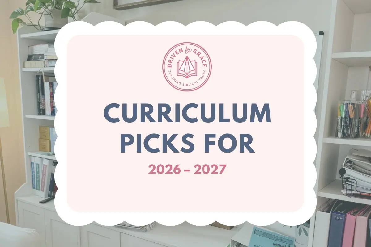 Various educational materials for Homeschool Curriculum 2026 displayed on a desk